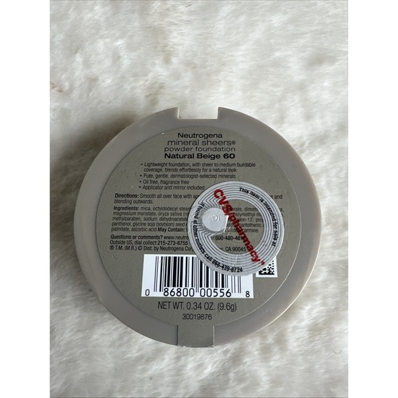 Neutrogena 60 NATURAL BEIGE Mineral Sheers Powder Foundation Sealed 0.34oz HTF - Picture 3 of 4